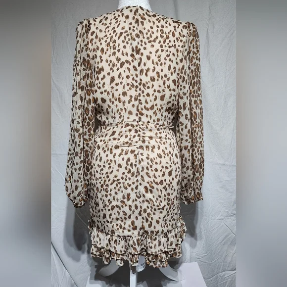 Express Leopard Print Long-sleeved Dress With Gold Accents - Picture 3 of 4